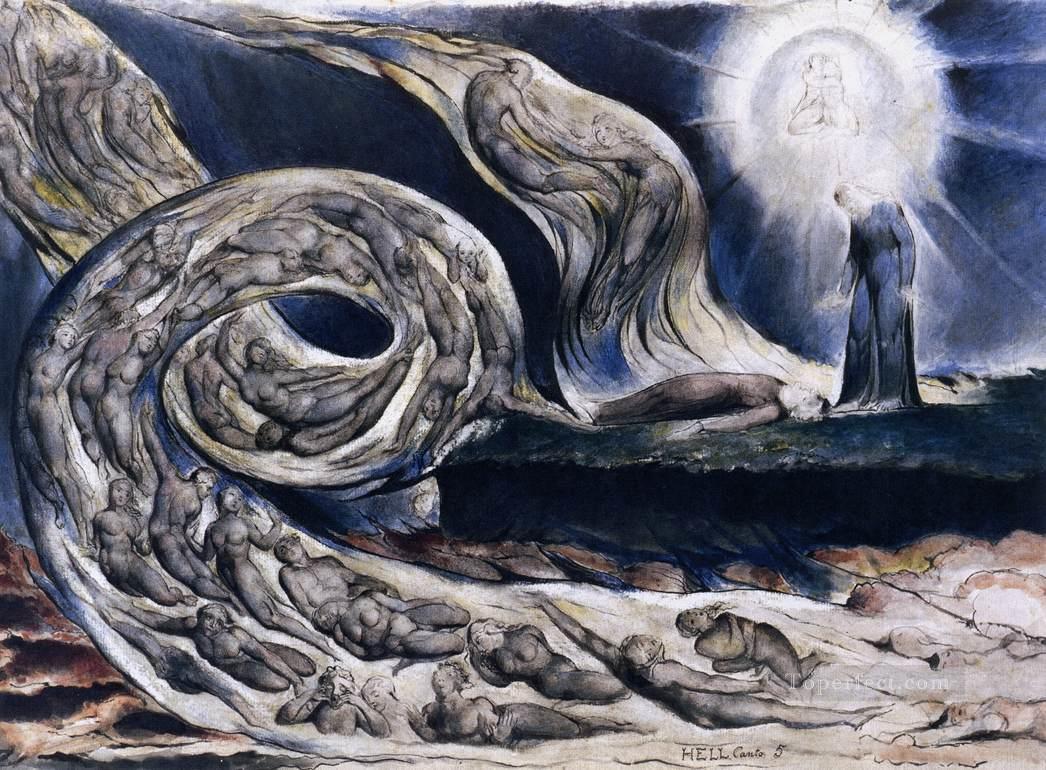 The Lovers Whirlwind Francesca Da Rimini And Paolo Malatesta Romanticism Romantic Age William Blake Oil Paintings